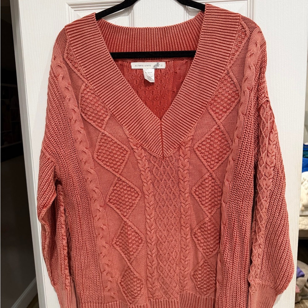 Altar'd State Women's Coral V-Neck Sweater